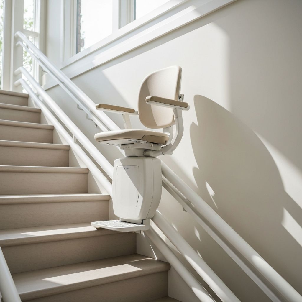 Straight stairlift installed on a residential staircase
